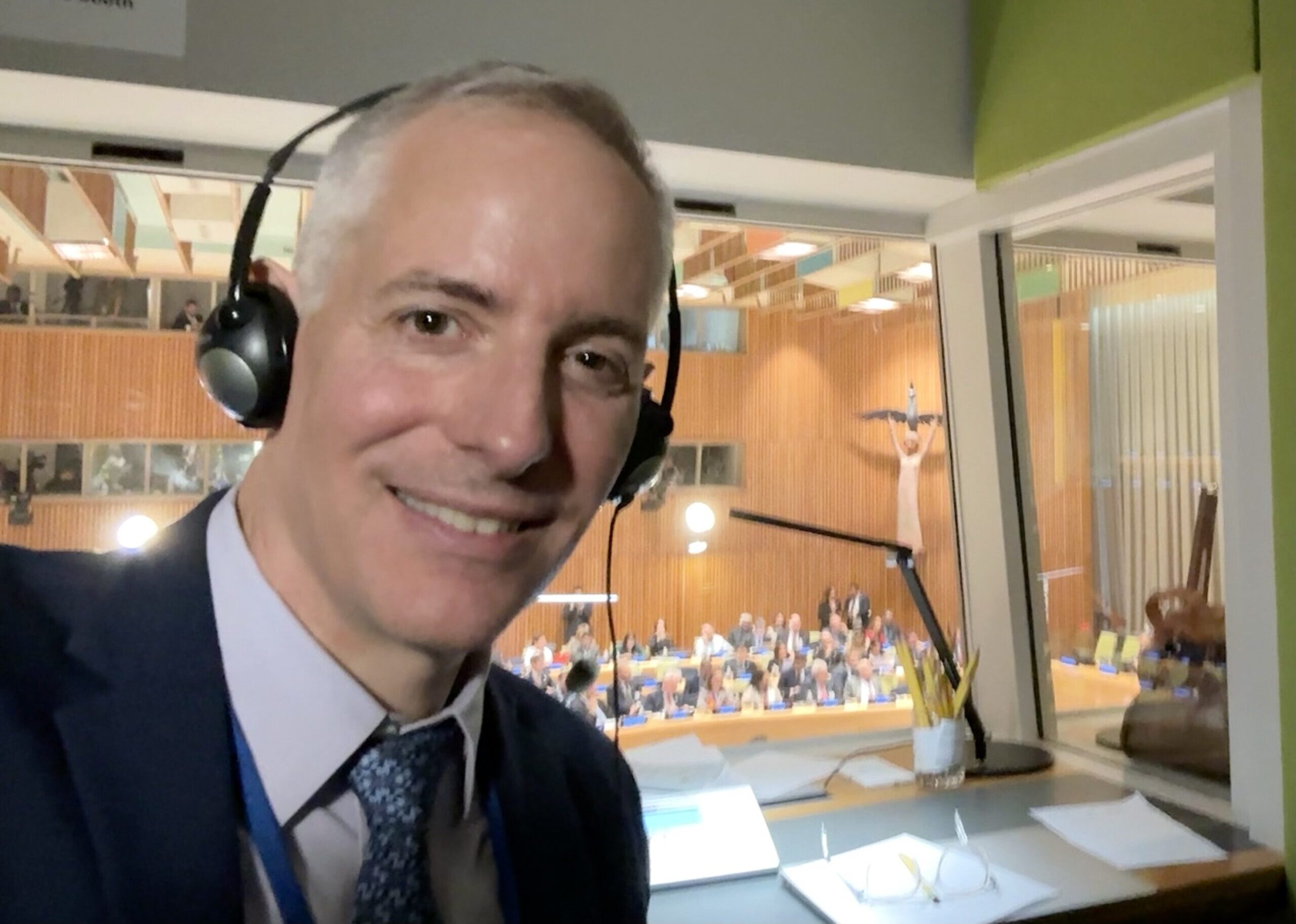 Martin Hoffman in booth at the United Nations